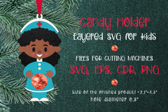 Black Woman Nurse Christmas Ornament Svg
