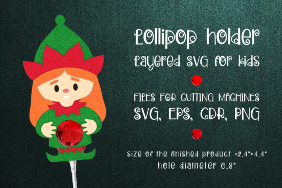 Christmas Elf Girl Lollipop Holder Svg