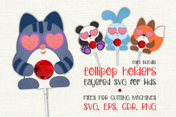 Cute Animals Lollipop Holders SVG