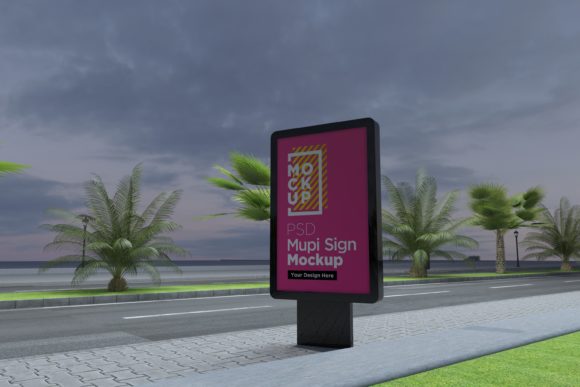 Evening View Sign Mockup Template: Elevate Your Advertising Presentations