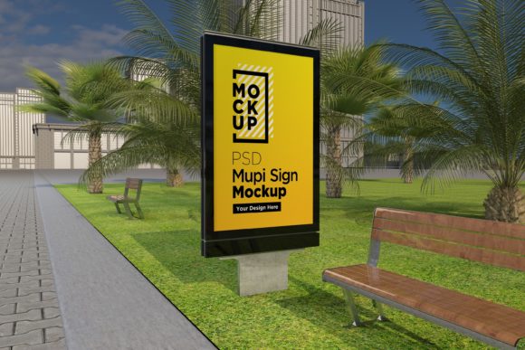 Mupi Advertising Sign Mockup Template