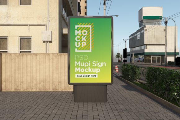 Mupi Signage Road Side Mockup Template