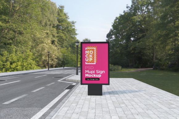 Mupi Signage Roadside Mockup Template