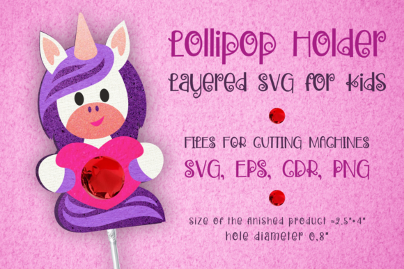 Unicorn Lollipop Holder - Valentines Svg